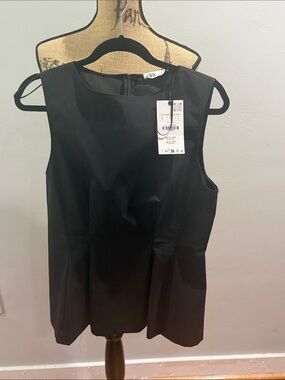 Zara Black Sleeveless Peplum Blouse